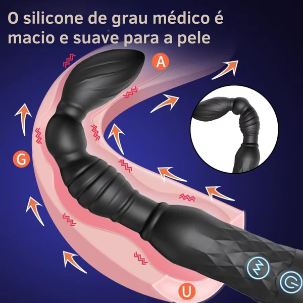 Plug Anal Vibratório Escalonado 10 Modos de Vibração Super Macio