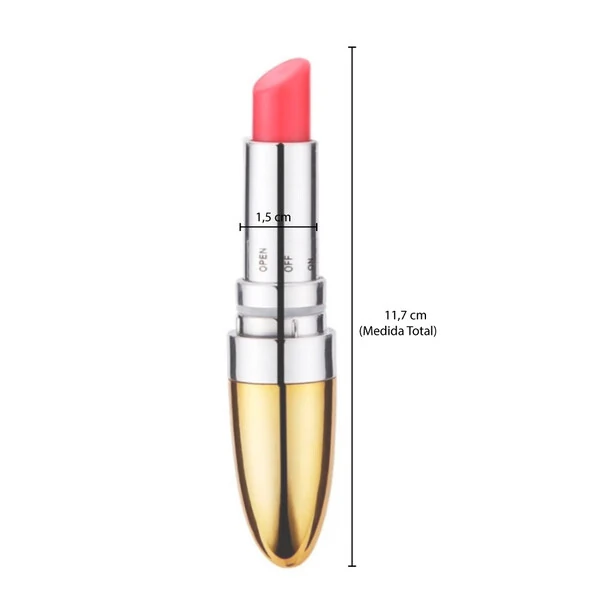 Vibrador Discreto em Formato de Batom Metálico