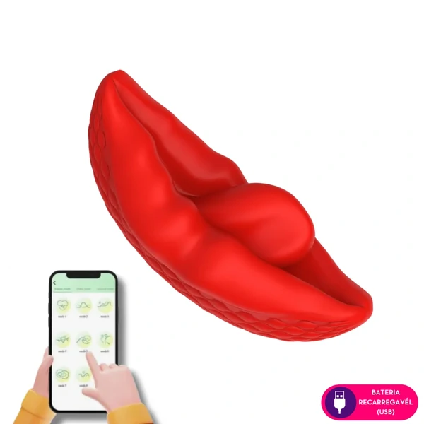 Vibrador em Formato de Boca Estimulador de Clitoris Controle por Aplicativo