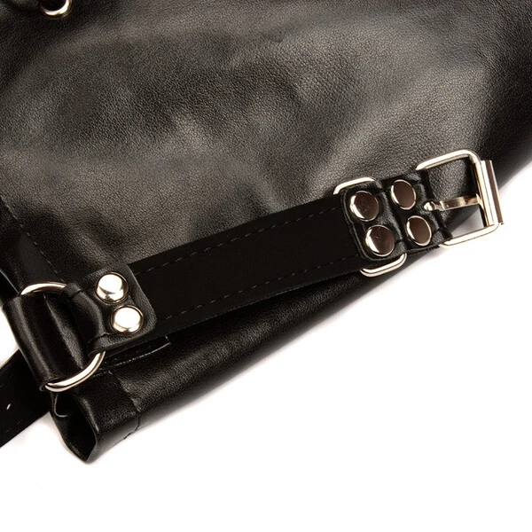 Manga Restritora Sado BDSM com Fivelas e Cordões Atrás para Ajuste