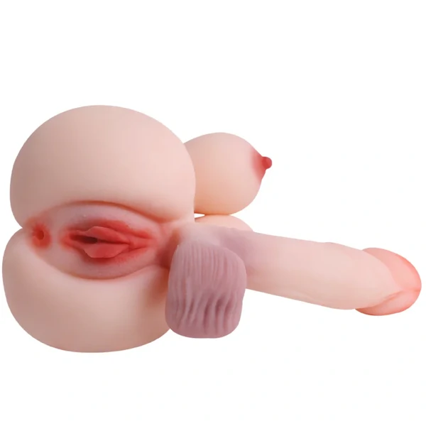 Masturbador Hermafrodita Corpo Realístico Vagina Ânus Pênis