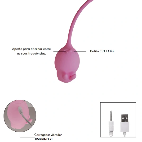 Estimulador Clitoriano Duplo em Formato de Coelho por Aplicativo