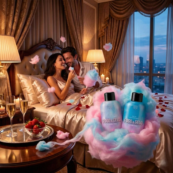 Óleo para Massagem Beijável Fogo & Gelo Algodão Doce 38 ml