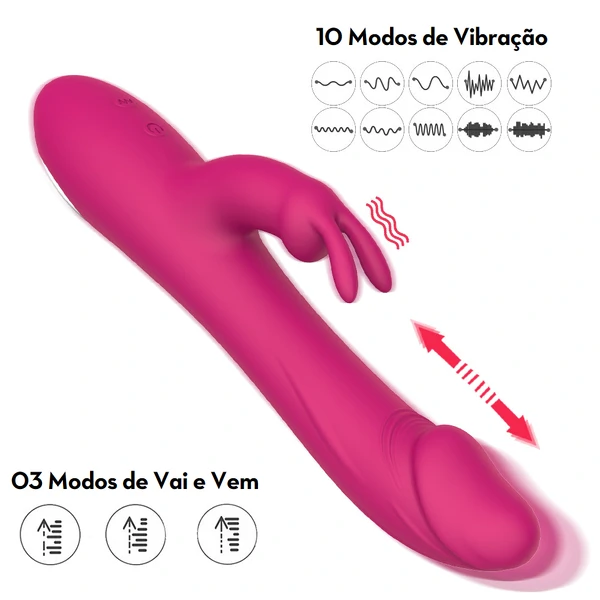 Vibrador Vai e Vem com Estimulador Duplo Rabbit Ponto G