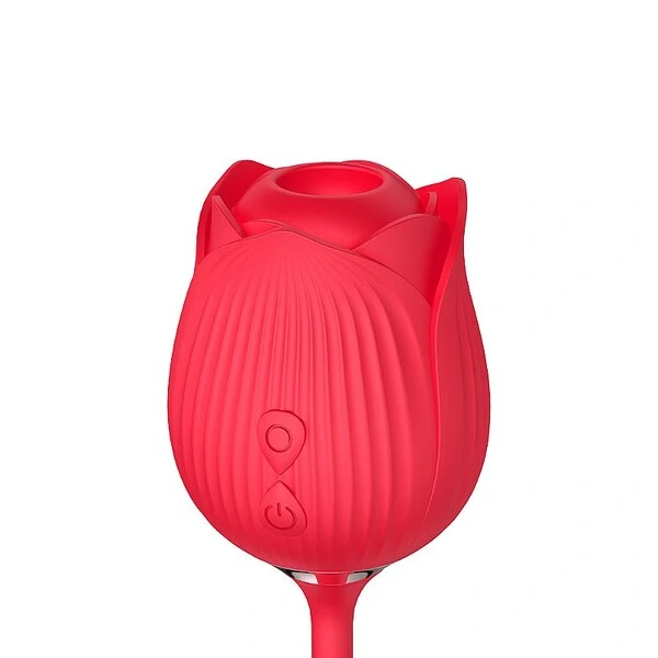 Vibrador de Ponto G e Clitóris com Vai e Vem Formato de Rosa Hortênsia