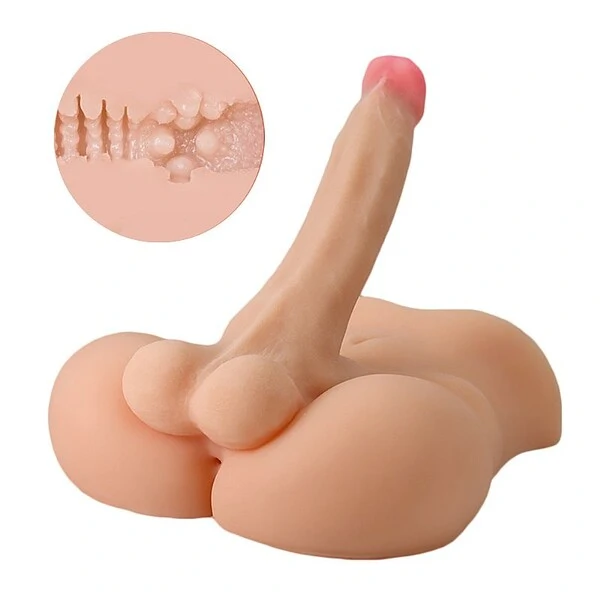 Boneco Meio Corpo Masculino Pênis Vibrador Vai e Vem com Ânus