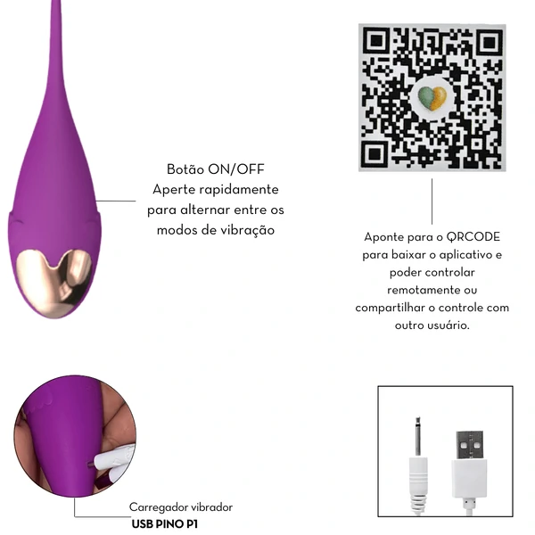 Cápsula Vibratória em Formato de Peixe por Aplicativo Toque Aveludado Suave