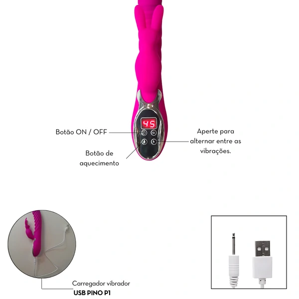 Vibrador Ponto G com Estimulador Clitoriano e Aquecimento
