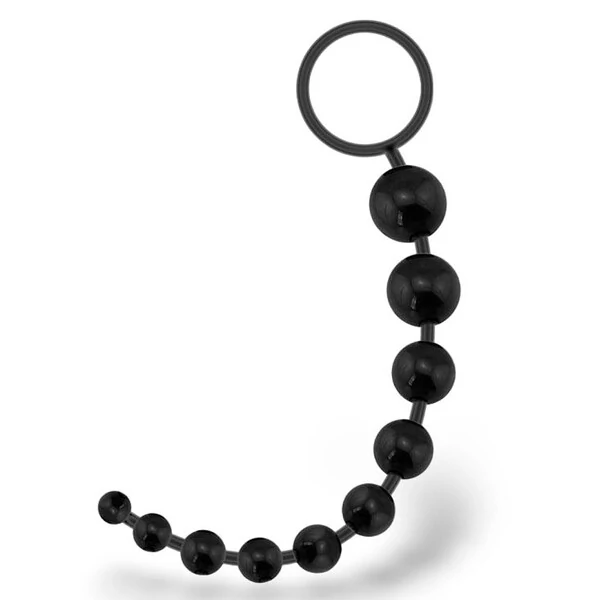 Plug Anal Cordão de Silicone com Esferas Escalonadas e Alça