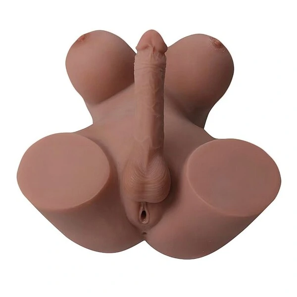 Boneca Hermafrodita Meio Corpo Pênis Vagina Ânus Sex Doll