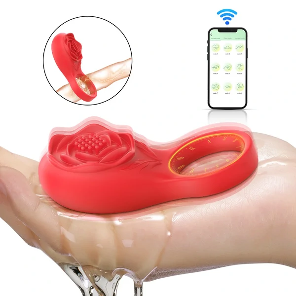 Vibrador Anel Peniano Masculino Formato Flor Com Aplicativo