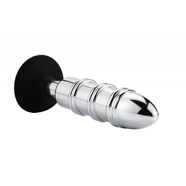 Plug Anal De Metal Anelado Com Ventosa