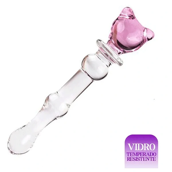 Plug Anal de Vidro Dildo Estimulador Formato de Gatinho