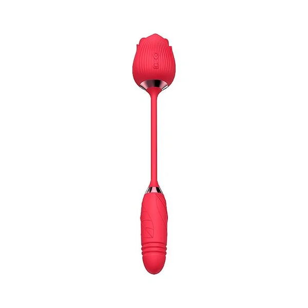 Vibrador de Ponto G e Clitóris com Vai e Vem Formato de Rosa Hortênsia