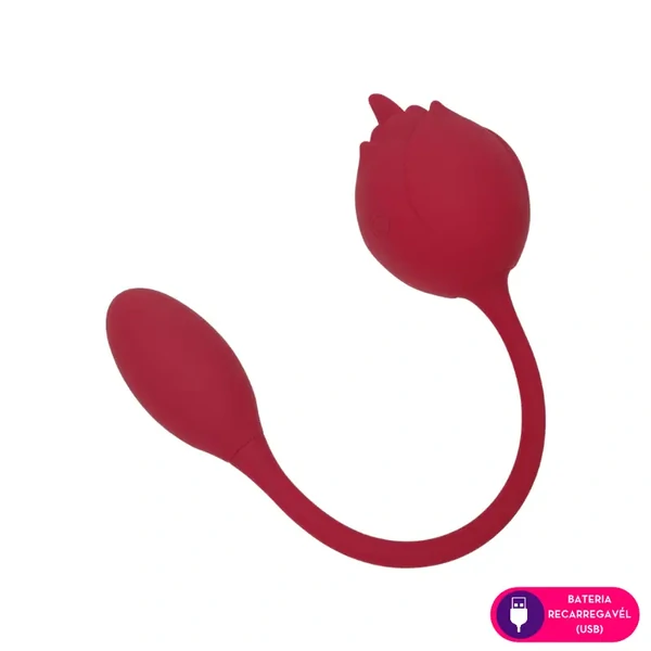 Vibrador Estimulador Clitoriano Duplo em Formato de Rosa por Aplicativo