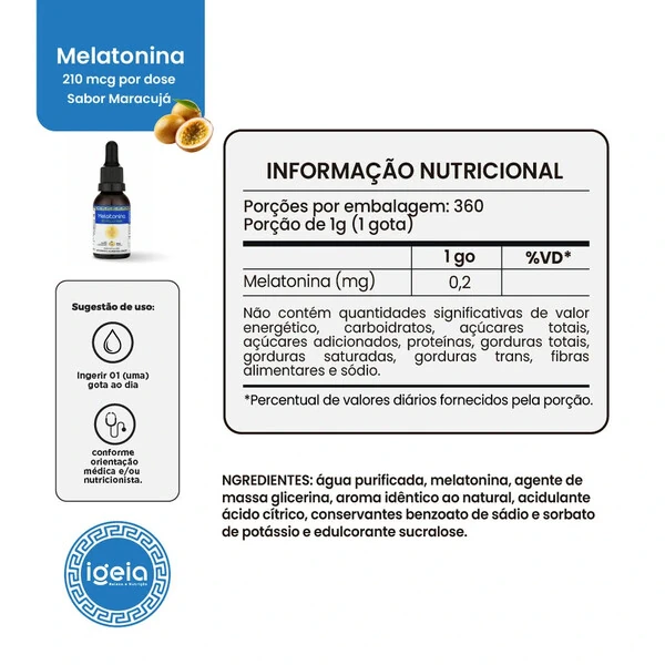Melatonina em gotas 30ml - 3x – Tratamento 3 meses.
