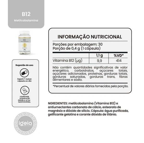B12 Metilcobalamina - 30 Cápsulas