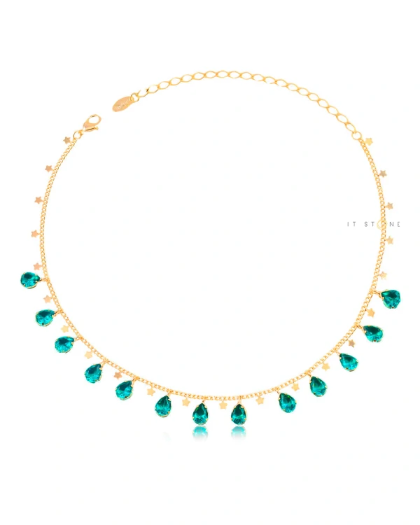 Choker/ Gargantilha Gotinhas Stars Turmalina Gold