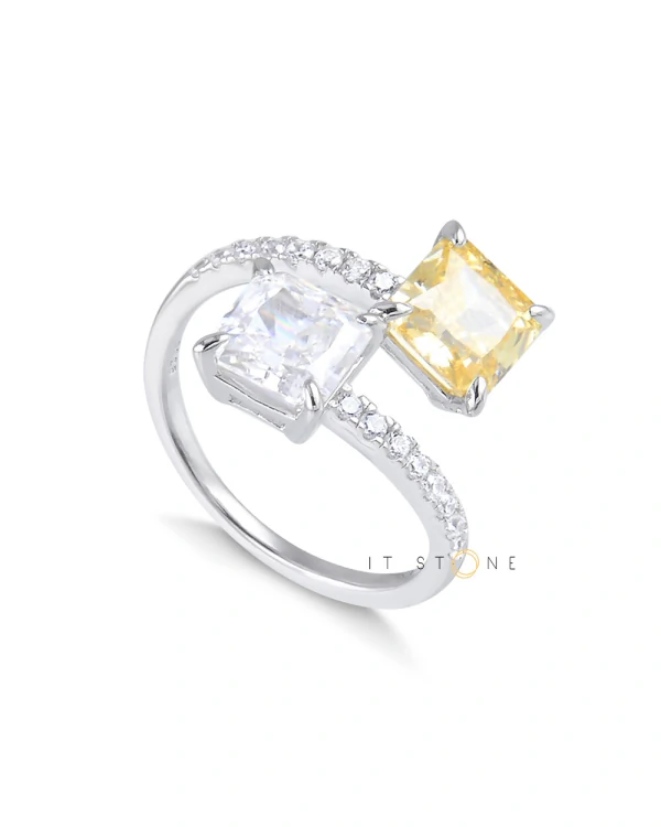 Anel Open Luxury Citrino Moissanite