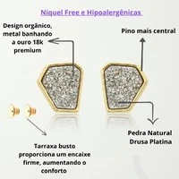 Brinco Pedra Drusa Platinada - Lara