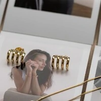 Brinco Dourado 3 Aros com Zircônias