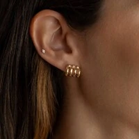 Brinco Dourado 3 Aros com Zircônias
