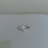 Anel de Prata 925 Gota com Meio Aro Cravejado