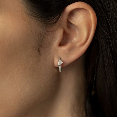 FotoBrinco Argola Click em Prata 925 com Gota de Zircônia