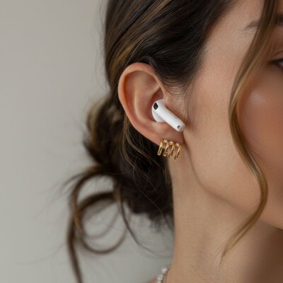 Foto Brinco Dourado 3 Aros com Zircônias