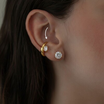 Foto Piercing de Encaixe Glow Zircônia Premium - Dourado