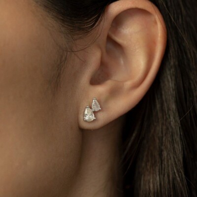 FotoBrinco Gota Duo Pear Prata 925