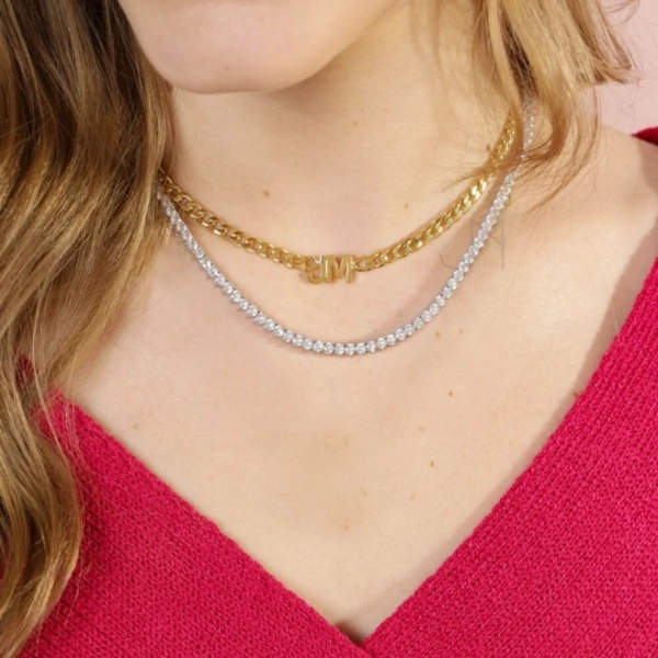 Colar Choker Grumet Inicial - Sob Encomenda