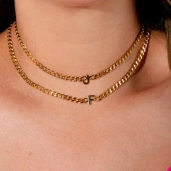 Colar Choker Grumet Inicial - Sob Encomenda