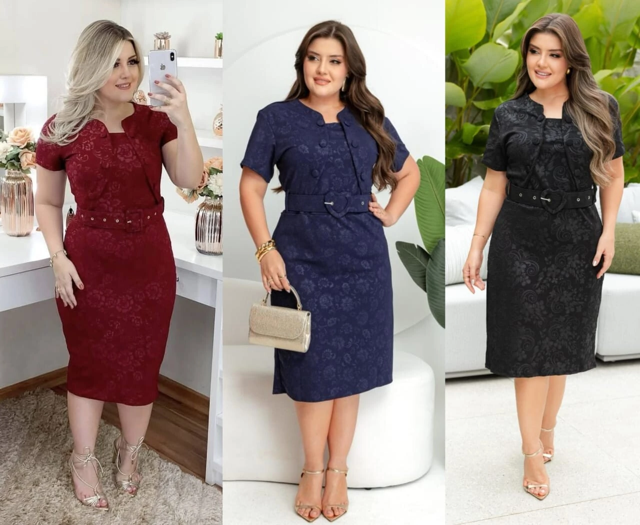 FotoVestido com detalhe bolero acompanha cinto no tecido jaquar 3D