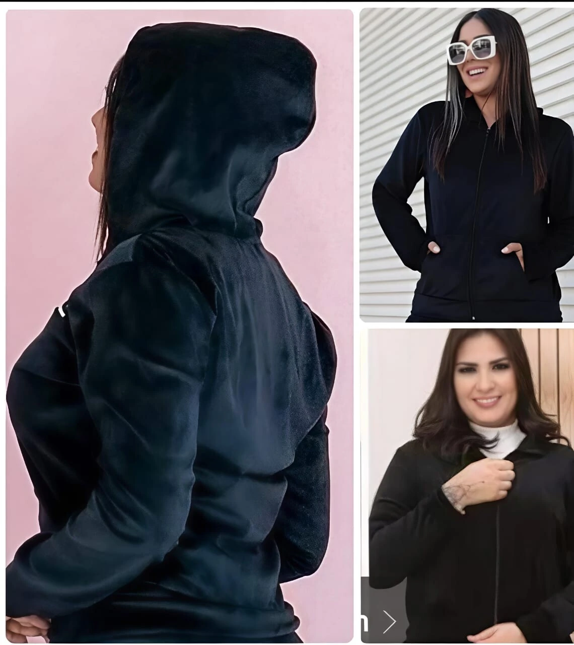 FotoJaqueta Bomber Tecido Plush Veludo Estilosa Manga Comprida Ziper Frontal Confortavel