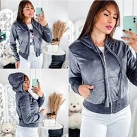 Jaqueta Bomber Tecido Plush Veludo Estilosa Manga Comprida Ziper Frontal Confortavel