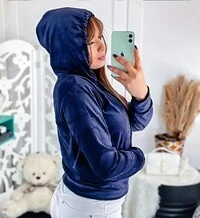 Jaqueta Bomber Tecido Plush Veludo Estilosa Manga Comprida Ziper Frontal Confortavel