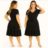 Vestido Midi Feminino Tecido Viscolycra Detalhe Listrado e Cordão para Regular, Moda Verão Primavera