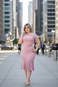 Vestido En Tecido Creppe Con Detalhe Renda Acompanha Cinto Envio IMEDIATO