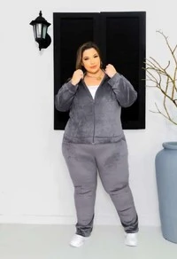 Conjunto Blusa e Calça Pantalona Plush Em Tecido Veludo Com Detalhe Com Bolso Zíper Na Frente Plush