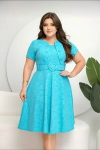 Vestido Feminino Colete Gode com Botões Encapado, Cinto Ajustável Tecido Jakuar 3D Casual Evangelico