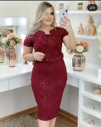 Vestido com detalhe bolero acompanha cinto no tecido jaquar 3D