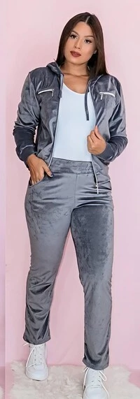 Conjunto Blusa e Calça Pantalona Tecido Veludo Com Detalhe Com Bolso Zíper funcional ENVIO IMEDIATO