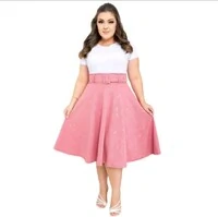 Saia Midi Feminina Jakuar 3D com Cinto Ajustável Tecido Encorpado Elegante Moda Casual