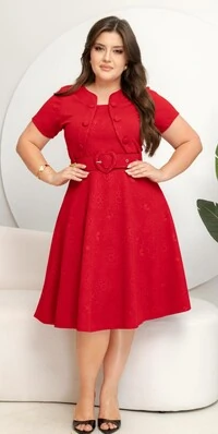 Vestido Feminino Colete Gode com Botões Encapado, Cinto Ajustável Tecido Jakuar 3D Casual Evangelico