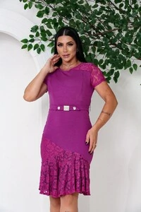 Vestido Renda En Tecido Creppe Promoção Tamanho Unico