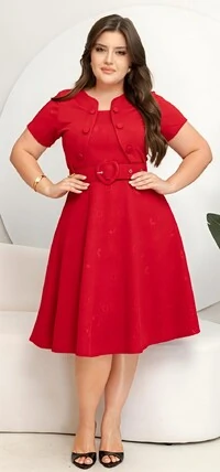 Vestido Feminino Colete Gode com Botões Encapado, Cinto Ajustável Tecido Jakuar 3D Casual Evangelico