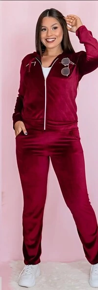 Conjunto Blusa e Calça Pantalona Tecido Veludo Com Detalhe Com Bolso Zíper funcional ENVIO IMEDIATO