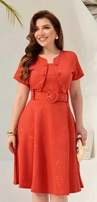 Vestido Feminino Colete Gode com Botões Encapado, Cinto Ajustável Tecido Jakuar 3D Casual Evangelico