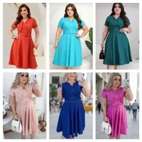 Vestido Feminino Colete Gode com Botões Encapado, Cinto Ajustável Tecido Jakuar 3D Casual Evangelico